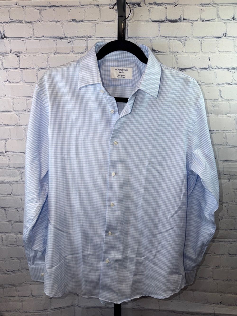 Nordstrom Men's Pale Blue Micro-Check Dress Shirt